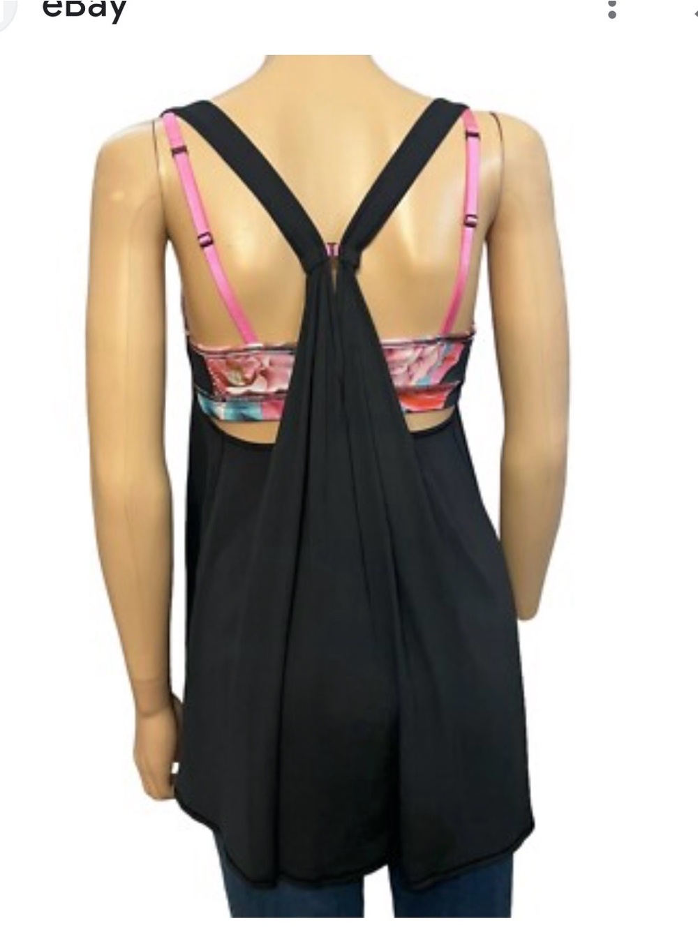 Lululemon Breathe And Flow Swing Tank Top Black Secret Garden Floral Size 8